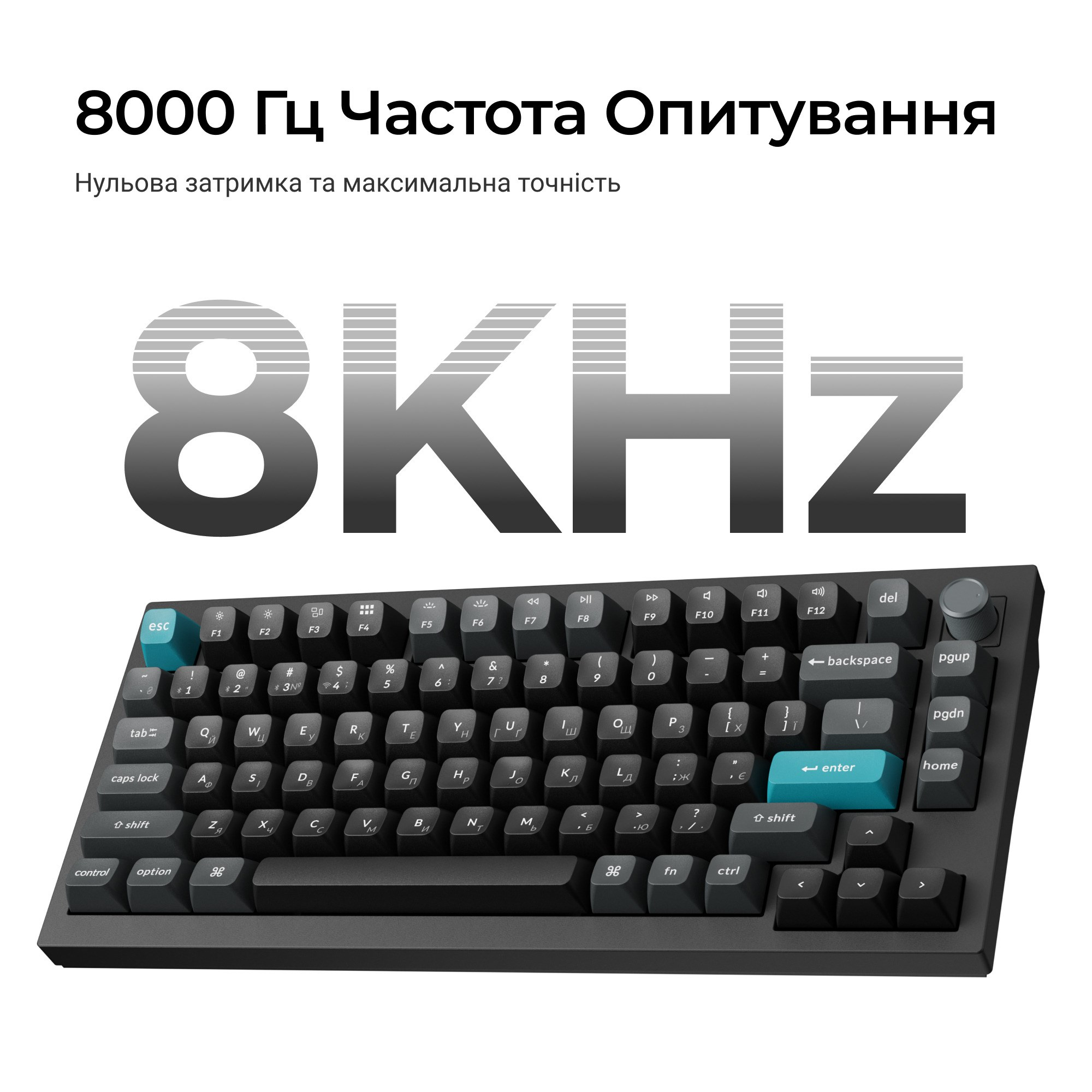 Клавіатура бездротова Keychron Q1 Ultra Keychron Red Switch Black RGB (Q1U-M1-UA)