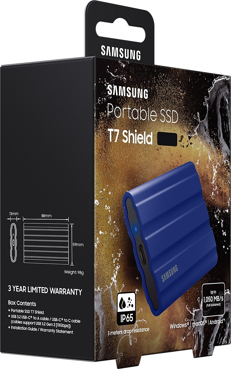 Накопичувач зовнішній SSD 2TB Samsung T7 Shield Blue (MU-PE2T0R/WW)