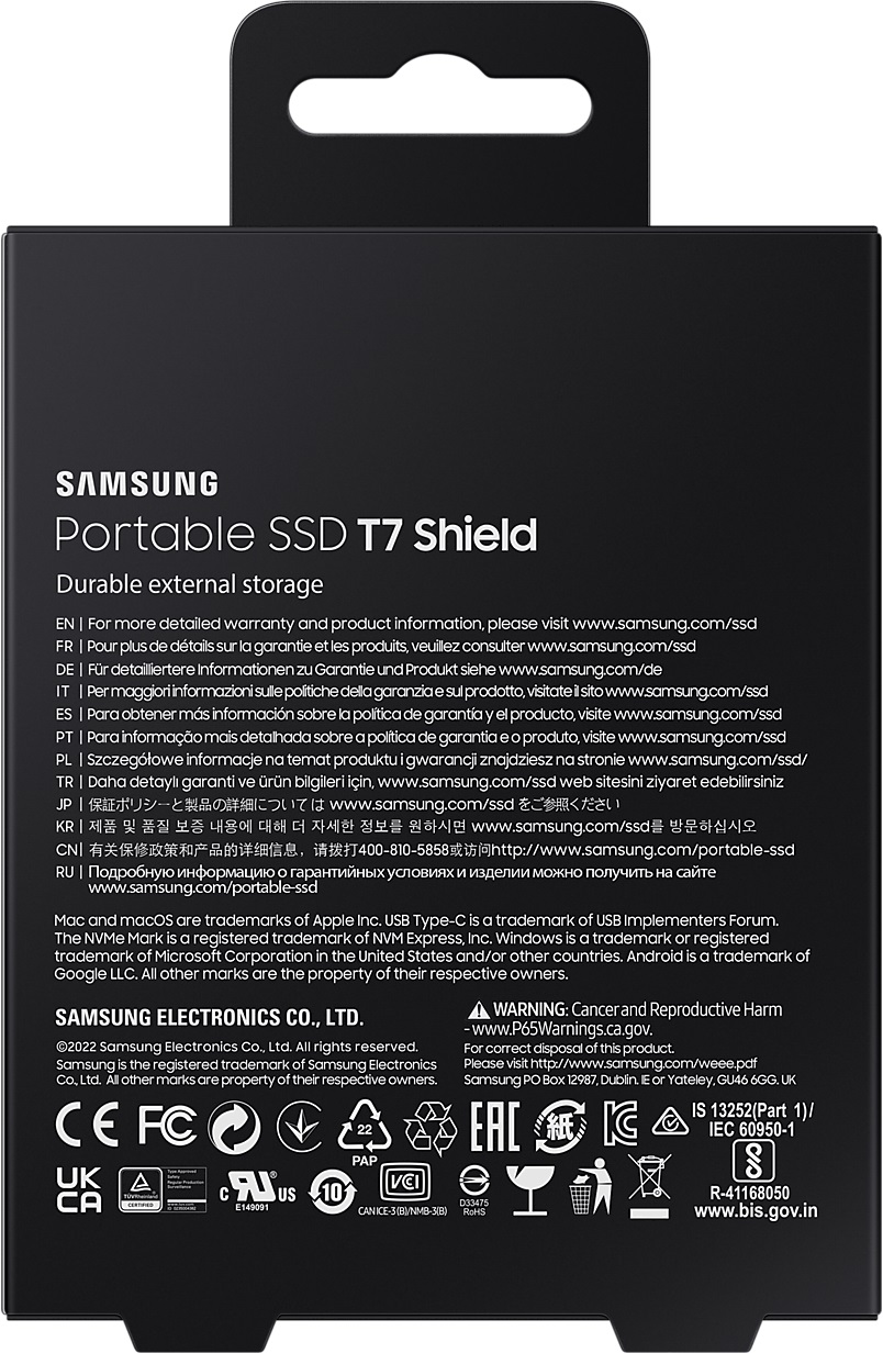 Накопичувач зовнішній SSD 2TB Samsung T7 Shield Blue (MU-PE2T0R/WW)